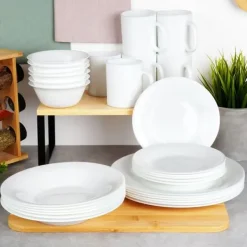 6x Stor djup mattallrik för sopprätter Vit tallrikset