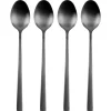 4x Svarta Cocktailskedar Långa Dessertskedar för Glass Kaffeskedar Set