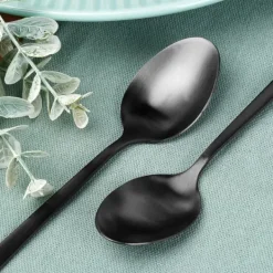 4x Svarta Cocktailskedar Långa Dessertskedar för Glass Kaffeskedar Set