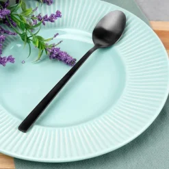 4x Svarta Cocktailskedar Långa Dessertskedar för Glass Kaffeskedar Set