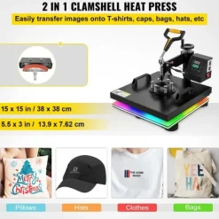 Ångpressar-38X38cm 2-i-1 multifunktionell värmepressmaskin med digital kontrollpanel, snabb uppvärmning, effektiv överföring, lätt att använda