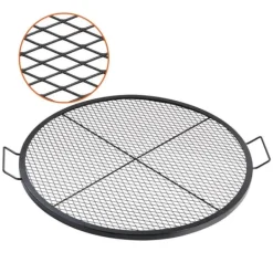 X-Marks Eldstad Grillgaller, Runt Matlagningsgaller, Tungt Stål BBQ Galler med Handtag, Bärbar Campingutrustning 36 tum Svart