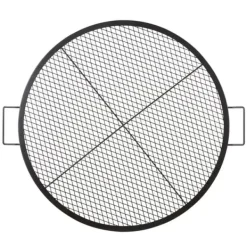 X-Marks Eldstad Grillgaller, Runt Matlagningsgaller, Tungt Stål BBQ Galler med Handtag, Bärbar Campingutrustning 36 tum Svart