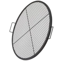 X-Marks Eldstad Grillgaller, Runt Matlagningsgaller, Tungt Stål BBQ Galler med Handtag, Bärbar Campingutrustning 36 tum Svart