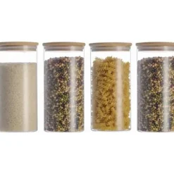 Förvaringsburkar-4x1300ml Förvaringsburkar i Borosilikatglas med Lufttät Lock (10x20cm)