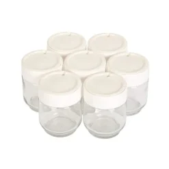 Yogurtmaskiner-Yoghurtmakare 7 glaskrukor med vitt transparent yoghurtlock Moulinex A14A03 - Pieces Detachees Cuisson