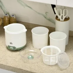 Yogurtmaskiner-Yoghurtmaskin 1,5 l med 2 glasburkar och sil, 20 W, för grekisk yoghurt, 3–5 personer, vit