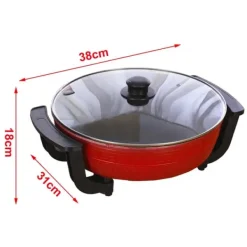 Elektriska Stekpannor & Wokar-Yuanyang Hot Pot - Elektrisk hotpot-gryta - 6 L - 1300 W - Delad 2 smaker - Rostfritt stål - Röd